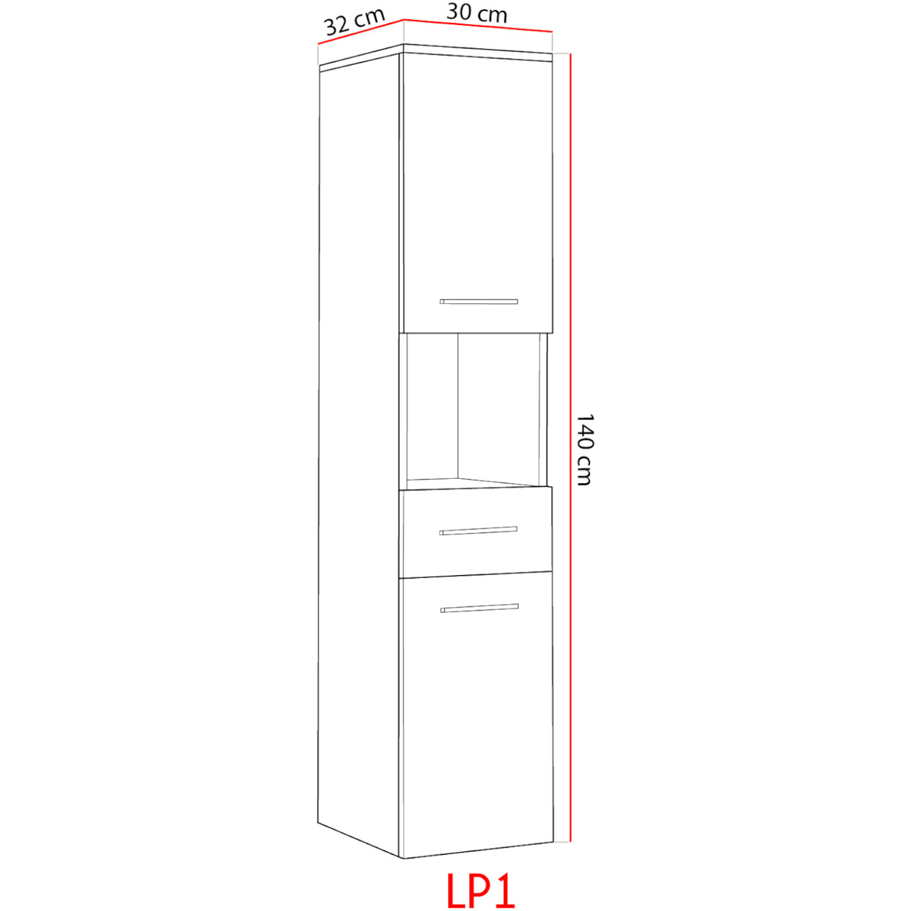 Koupelnová skříňka vysoká LUPO LP1 Sonoma / Bílý lesk VÝPRODEJ
