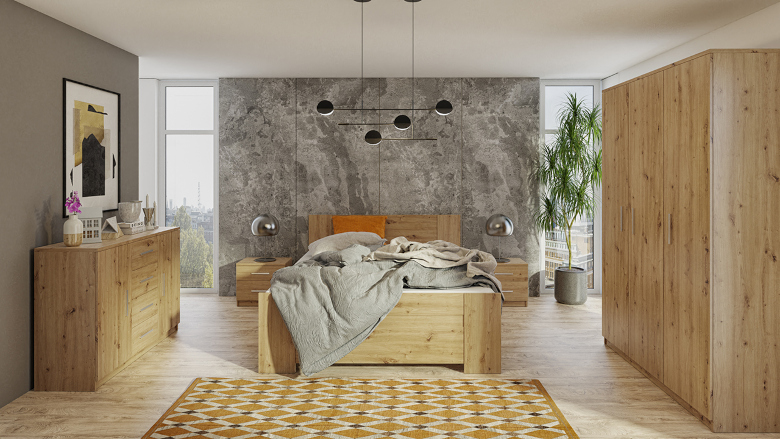 Ložnice Boney 8 z dubového dřeva, řemeslná